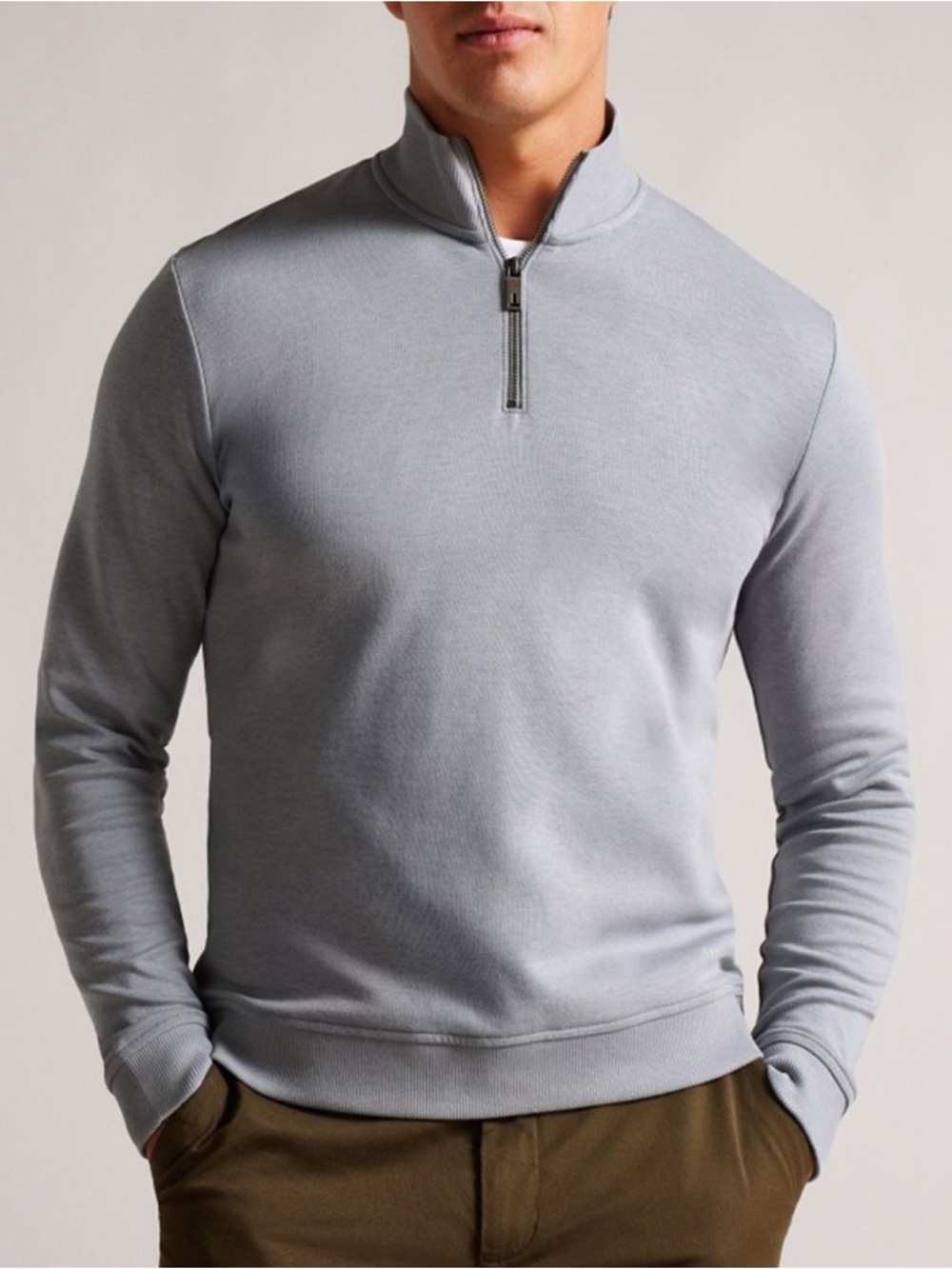 TED BAKER Grey Antram Quarter Zip Jumper Sweater - Size 3 (medium)